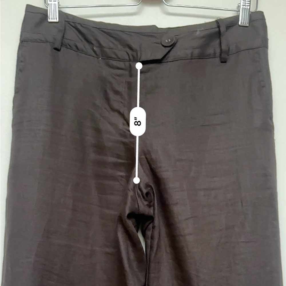 Saint Tropez West Brown 100% Linen Wide Leg Pants Size 6 - Picture 5 of 11
